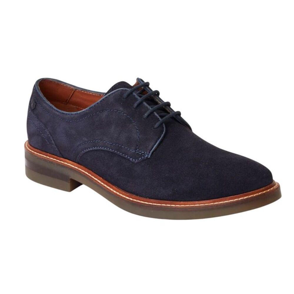 Base London Mens Mawley Suede Derby Shoes / Navy